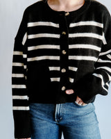 Stripped Crew Neck Cardigan
