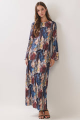 Multicolor Snake Print Open Back Maxi Dress