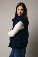 High Neck Sherpa Zip Up Vest