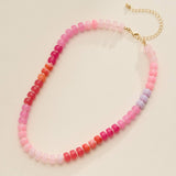 Gradient Color Round Disc Beaded Necklace