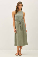 Cotton Tank Dress With Gauze Skirt