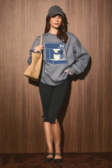 But First Coffee Patchwork Oversized Sweatshirt