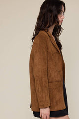 CAMEL COLLARED DOUBLE BUTTONS OVERSIZED JACKET