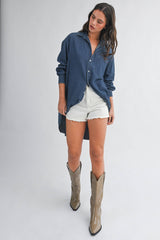 Denim Button Front Shirt Dress