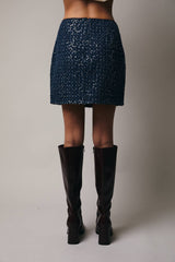 Denim & Sequin Mini Skirt