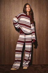 Weekend Mode Stripe Sweater and Wide Leg Pant Set