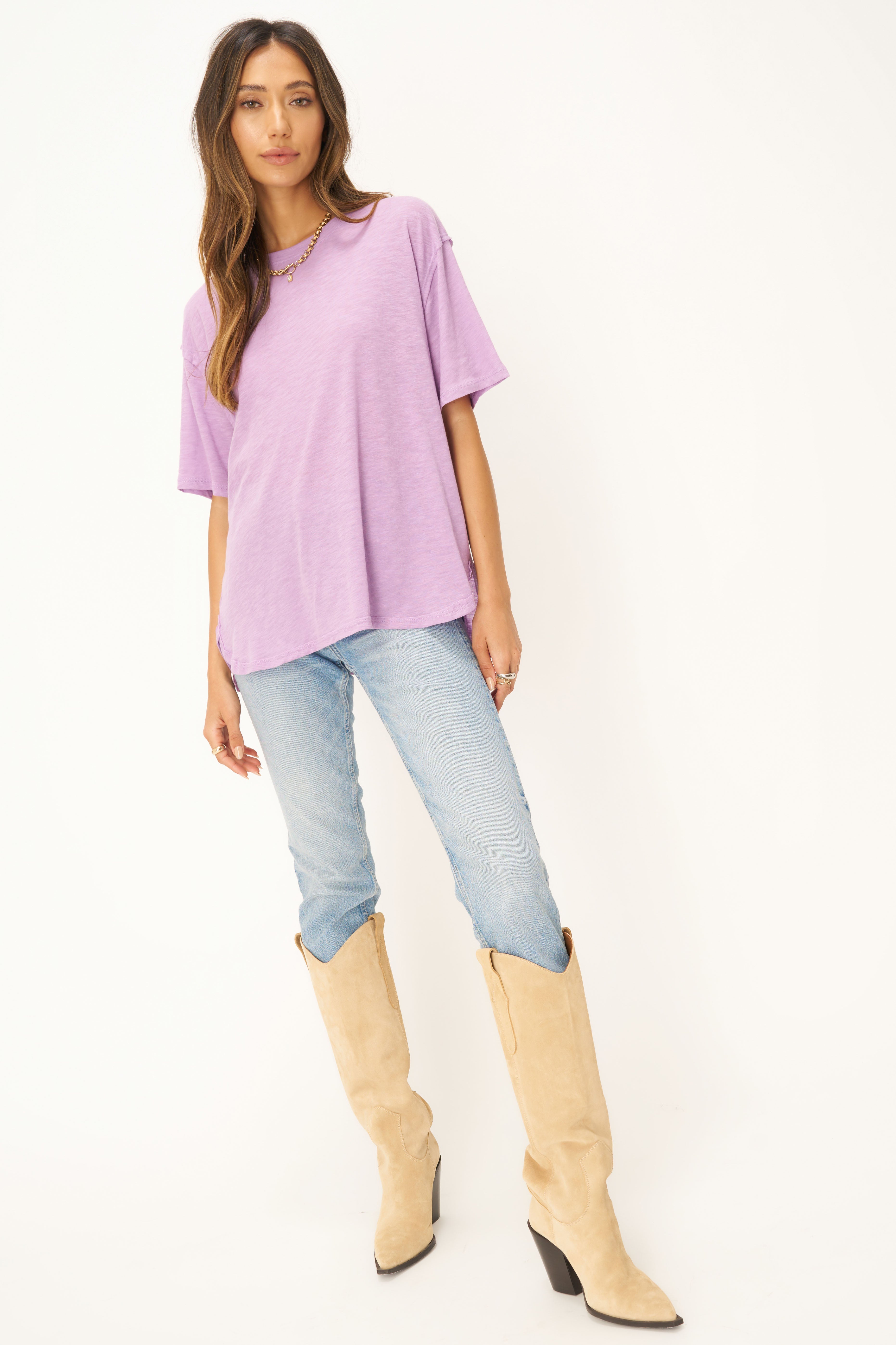 Lola Sheer Side Slit Tee