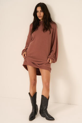 Kai Heathered Funnel Neck Cozy Dress