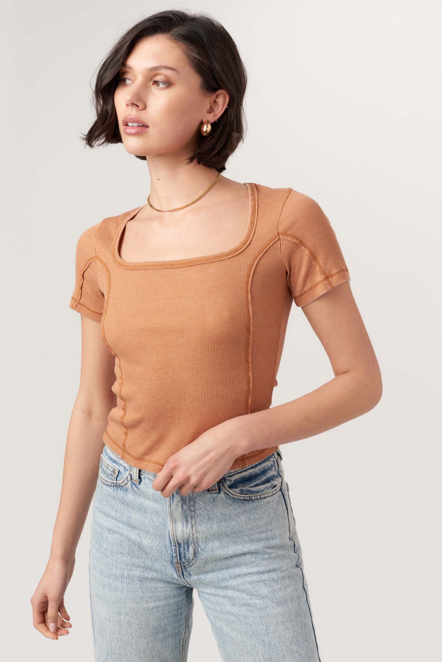 Silo Seamed Burnout Rib Tee