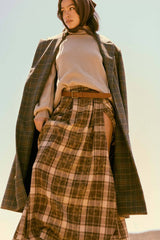 Solid Knit Exposed-Seam Funnel-Neck Sweater