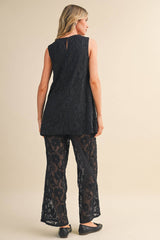 LACE SLEEVELESS TUNIC AND WIDE LEG PANTS SET