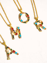 Salomé 18K Gold Non-Tarnish Colorful CZ Initial Necklace