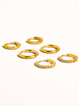 Claude 18K Gold Non-Tarnish CZ Hoops Earring