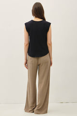 New Shade- Basic Cap Sleeve Garment Dyed Top