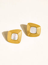 Solenne 18K Gold Non-Tarnish Enamel Square Earrings