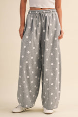 Polka Dot Printed Barrel Casual Sweatpants