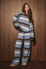 Weekend Mode Stripe Sweater and Wide Leg Pant Set