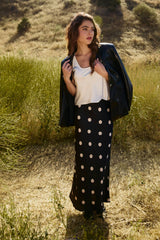 Satin Midi Skirt In Polka Dot