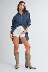 Denim Button Front Shirt Dress