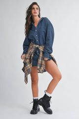 Denim Button Front Shirt Dress