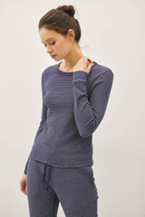 STITCHED THERMAL CREW NECK TOP