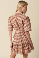 Erika Checkered Belted Dress