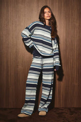 Weekend Mode Stripe Sweater and Wide Leg Pant Set