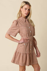 Erika Checkered Belted Dress