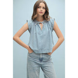 Denim Ruffle Sleeve