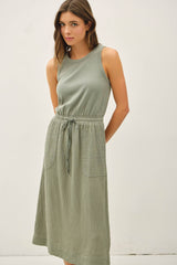 Cotton Tank Dress With Gauze Skirt