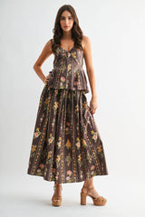 Floral Print Top and Skirt Set