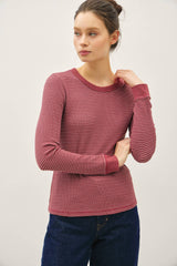 STITCHED THERMAL CREW NECK TOP