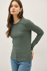 STITCHED THERMAL CREW NECK TOP