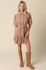 Erika Checkered Belted Dress