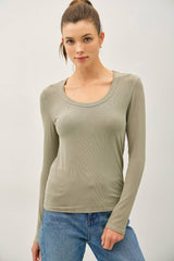 ULTRA SOFT BASIC SCOOP NECK LONG SLEEVE TEE