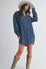 Denim Button Front Shirt Dress