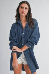 Denim Button Front Shirt Dress