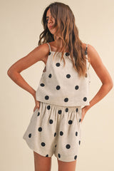A Polkadot Linen Sleeveless Top and Shorts Set
