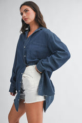 Denim Button Front Shirt Dress