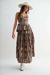 Floral Print Top and Skirt Set