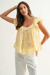 Sleeveless Lace Blouse with Embroidery