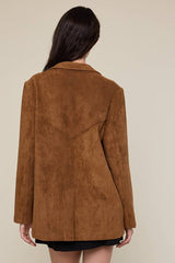 CAMEL COLLARED DOUBLE BUTTONS OVERSIZED JACKET