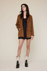 CAMEL COLLARED DOUBLE BUTTONS OVERSIZED JACKET