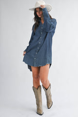 Denim Button Front Shirt Dress