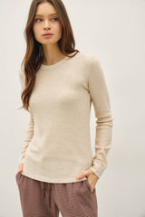 STITCHED THERMAL CREW NECK TOP