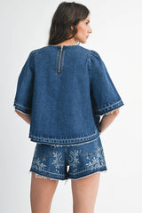 Embroidered Denim Set