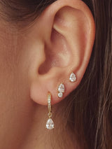 Saône 18K Gold Non-Tarnish CZ Teardrop Earrings Set