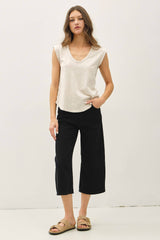 New Shade- Basic Cap Sleeve Garment Dyed Top