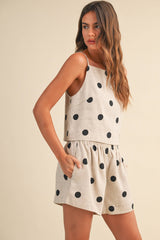 A Polkadot Linen Sleeveless Top and Shorts Set