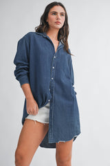 Denim Button Front Shirt Dress